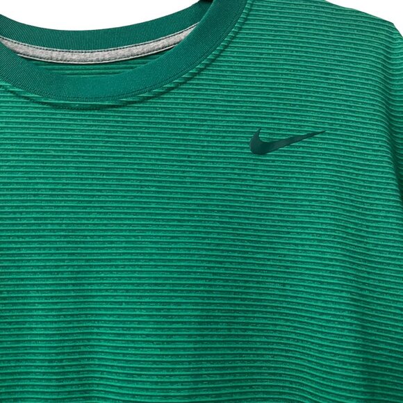 Nike Dri Fit Mens Green Striped Athletic Short Sleeve Tshirt Size 2XL - Picture 4 of 6